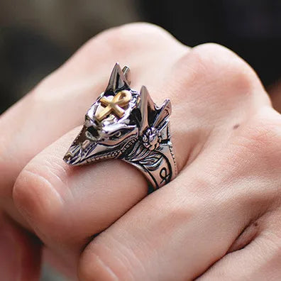 Wolf Head Statement Ring for Men | Silver Gothic Animal Ring