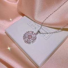 Floral Crystal Pendant Necklace & Stud Earrings Set | Rose Gold Jewellery