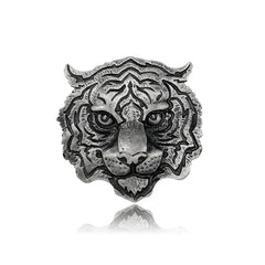 Bold Tiger Face Brooch | Gold & Silver Finish Statement Animal Brooch for Men & Women