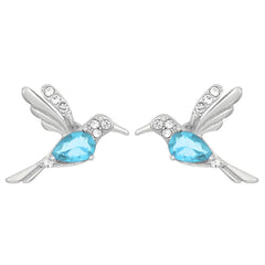 Silver Blue Crystal Bird Stud Earrings for Women | Elegant Nature-Inspired Jewelry – The Mirage Fashion