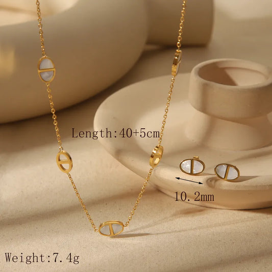 Minimal Gold Necklace,& Stud Earrings Set | Elegant Everyday Jewellery
