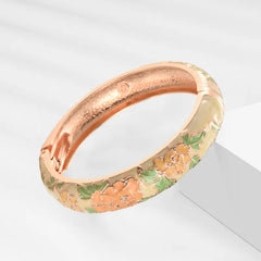 Rose Gold Floral Enamel Kada for Women | Elegant Handcrafted Hinged Bangle