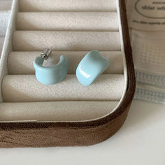 Pastel Blue Chunky Hoop Earrings | Minimalist Statement Earrings for Women – The Mirage FashionThe Mirage Fashion