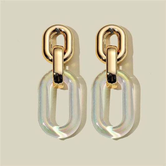 Iridescent Chain Link Drop Earrings with Gold Finish | Modern Statement Earrings for Women – The Mirage Fashion