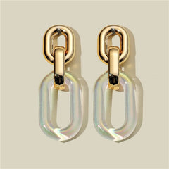 Iridescent Chain Link Drop Earrings with Gold Finish | Modern Statement Earrings for Women – The Mirage Fashion