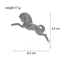 Mirage - Vintage Galloping Horse Brooch in Gold & Silver – Retro-Inspired Unisex Pin for Bold Style