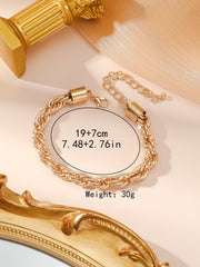 Gold-Tone Twisted Rope Bracelet for Women | Elegant Chunky Chain Bracelet