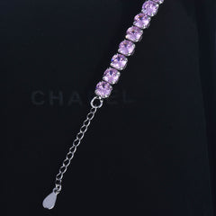 Lavender Crystal Tennis Bracelet in Silver Finish | Elegant Adjustable Bracelet for Women