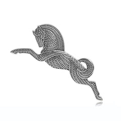 Mirage - Vintage Galloping Horse Brooch in Gold & Silver – Retro-Inspired Unisex Pin for Bold Style