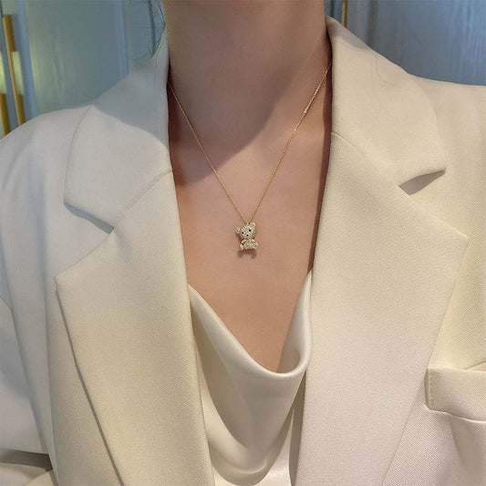 Mirage  Sparkling Teddy Bear Pendant Necklace – Luxury Bling Charm