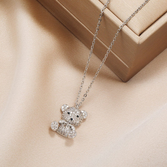 Mirage  Sparkling Teddy Bear Pendant Necklace – Luxury Bling Charm