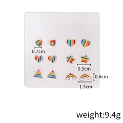 Rainbow Enamel Stud Earrings Set (6 Pairs) | Cute Mini Studs for Women & Girls – The Mirage Fashion