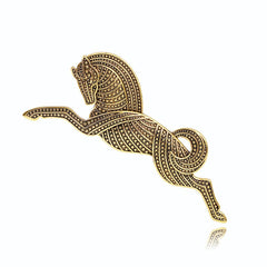 Mirage - Vintage Galloping Horse Brooch in Gold & Silver – Retro-Inspired Unisex Pin for Bold Style