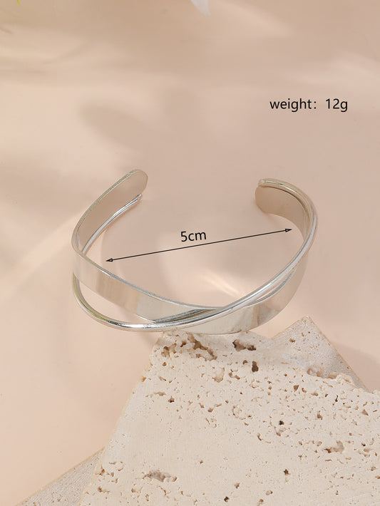 Minimal Silver Open Cuff Kada for Women – Lightweight Adjustable Statement Bracelet