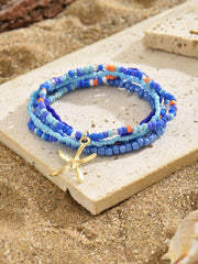 Ocean Blue Starfish Charm Anklet – Multilayer Beaded Beach Jewelry for Women | The Mirage Fashion | bLUE