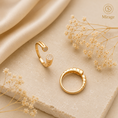 Open Adjustable Gold Plated CZ Ring for Women  The Mirage Fashion