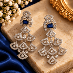 Royal Blue Sapphire Crystal Chandelier Necklace Set with Earrings | The Mirage Fashion