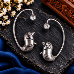 Silver Bird Motif Oxidized Ear Cuff Earrings | The Mirage Fashion