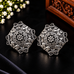antique-oxidized-silver-necklace-set-geometric-pendant