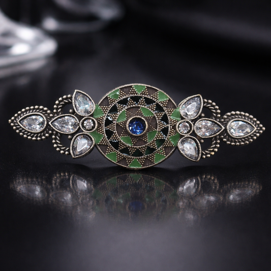 Oxidised Green Stone Statement Ring for Women