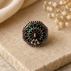 Oxidized Multicolor Choker Set with Stud Earrings & Statement Ring for Women | The Mirage Fashion rings 