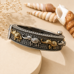 Oxidized Elephant Kada for Women – Antique Ethnic Bangle