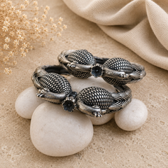 Peacock Design Oxidized Kada Bracelet Pair for Women Traditional Statement Bangles | The Mirage Fashion