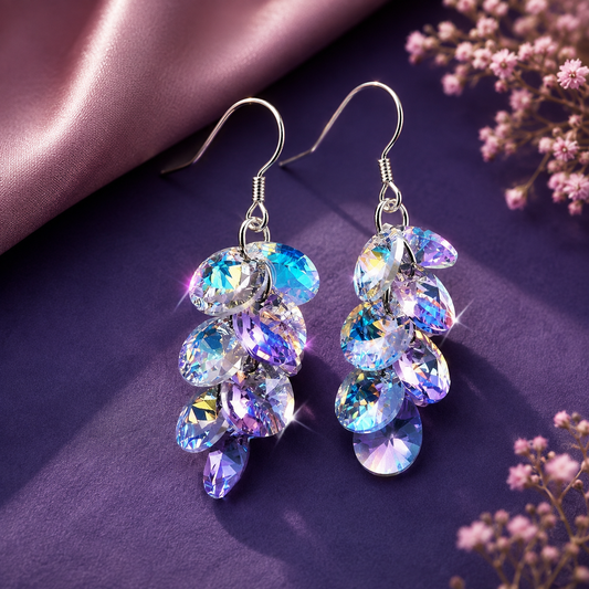 Multicolor Crystal Leaf Drop Earrings for Women | The Mirage Fashion