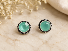 Rainbow Gemstone Oxidized Silver Stud Earrings Set – Multicolor Round Stone Studs for Women | Minimalist Everyday Ethnic Jewelry | The Mirage Fashion