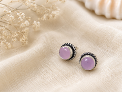Rainbow Gemstone Oxidized Silver Stud Earrings Set – Multicolor Round Stone Studs for Women | Minimalist Everyday Ethnic Jewelry | The Mirage Fashion