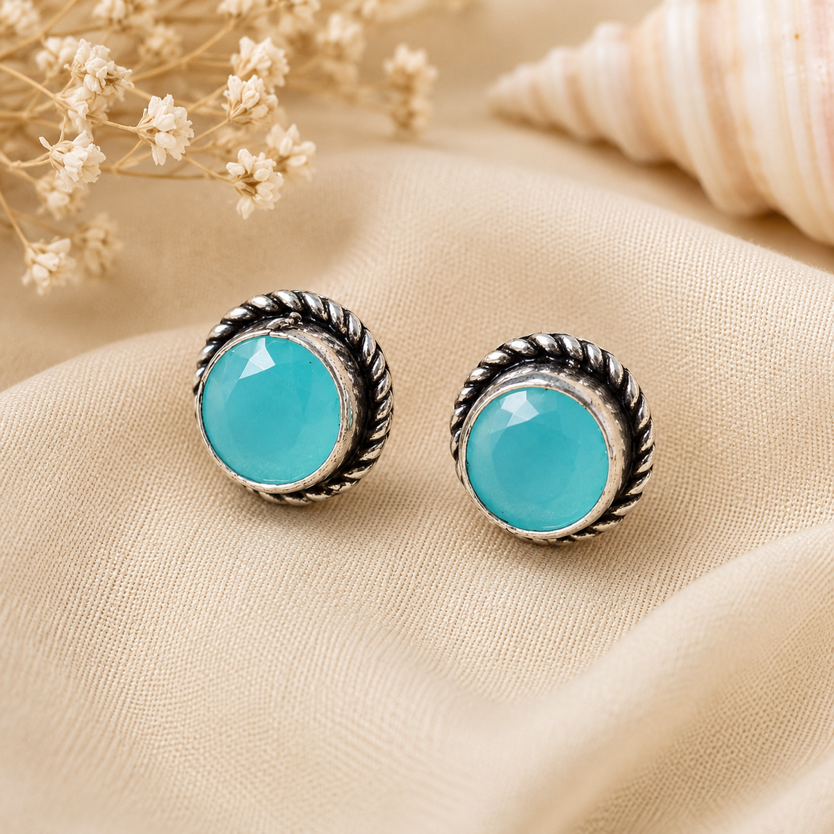 Rainbow Gemstone Oxidized Silver Stud Earrings Set – Multicolor Round Stone Studs for Women | Minimalist Everyday Ethnic Jewelry | The Mirage Fashion