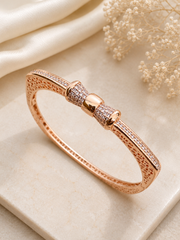 Rose Gold Bow American Diamond Bracelet for Women | Elegant CZ Designer Bracelet | The Mirage Fashion