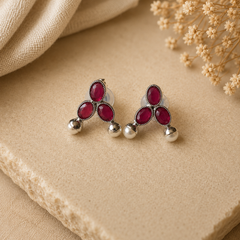 Ruby Red Stone Choker Necklace Set with Pearl Drops for Women  The Mirage Fashion