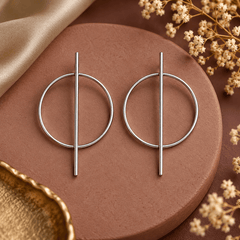 Silver Geometric Hoop Earrings for Women 