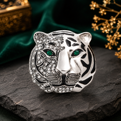 Royal Tiger Head Brooch – Luxury Gold & Silver Finish Tiger Lapel Pin for Men