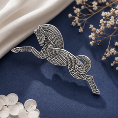 Vintage Horse Brooch with Intricate Pattern Detailing | The Mirage Fashion