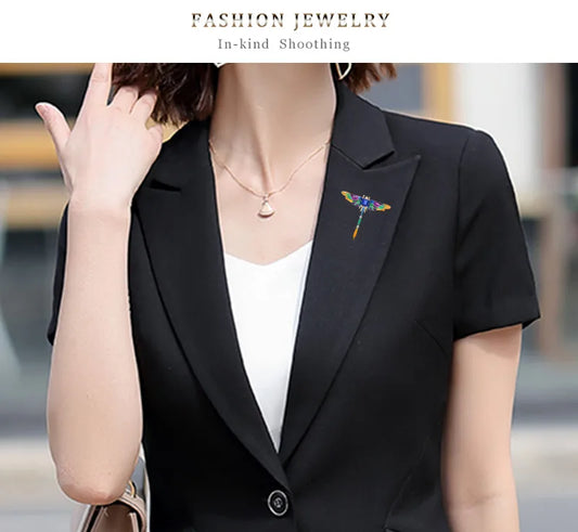 Multicolor Dragonfly Brooch with Rhinestone Detailing | The Mirage Fashion