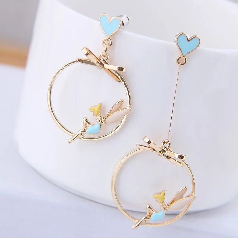 Gold Heart & Fairy Hoop Drop Earrings for Women | Elegant Statement Jewelry – The Mirage Fashion