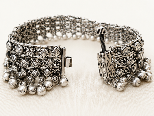 The Mirage Fashion Oxidized Ghungroo Anklet Pair – Traditional Tribal Statement Payal for Women