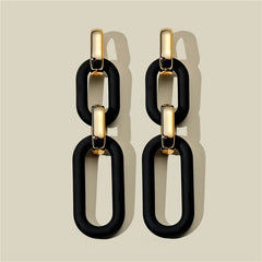 Black & Gold four  Chain Link Drop Earrings | Modern Geometric Statement Earrings for Women – The Mirage Fashion
