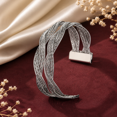 Twisted multi-strand gold and silver tone kada for women