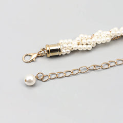 Women’s Beaded Chain Belt – Fashionable Gold Waist Chain with Faux Pearls