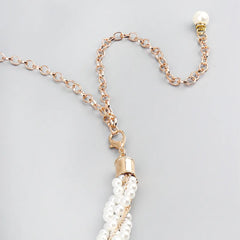 Women’s Beaded Chain Belt – Fashionable Gold Waist Chain with Faux Pearls