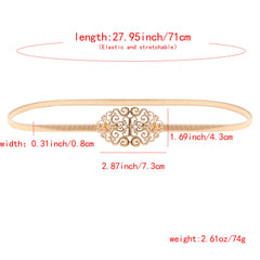 Women’s Skinny Metal Cinch Belt – Gold & Silver Elastic Waistband