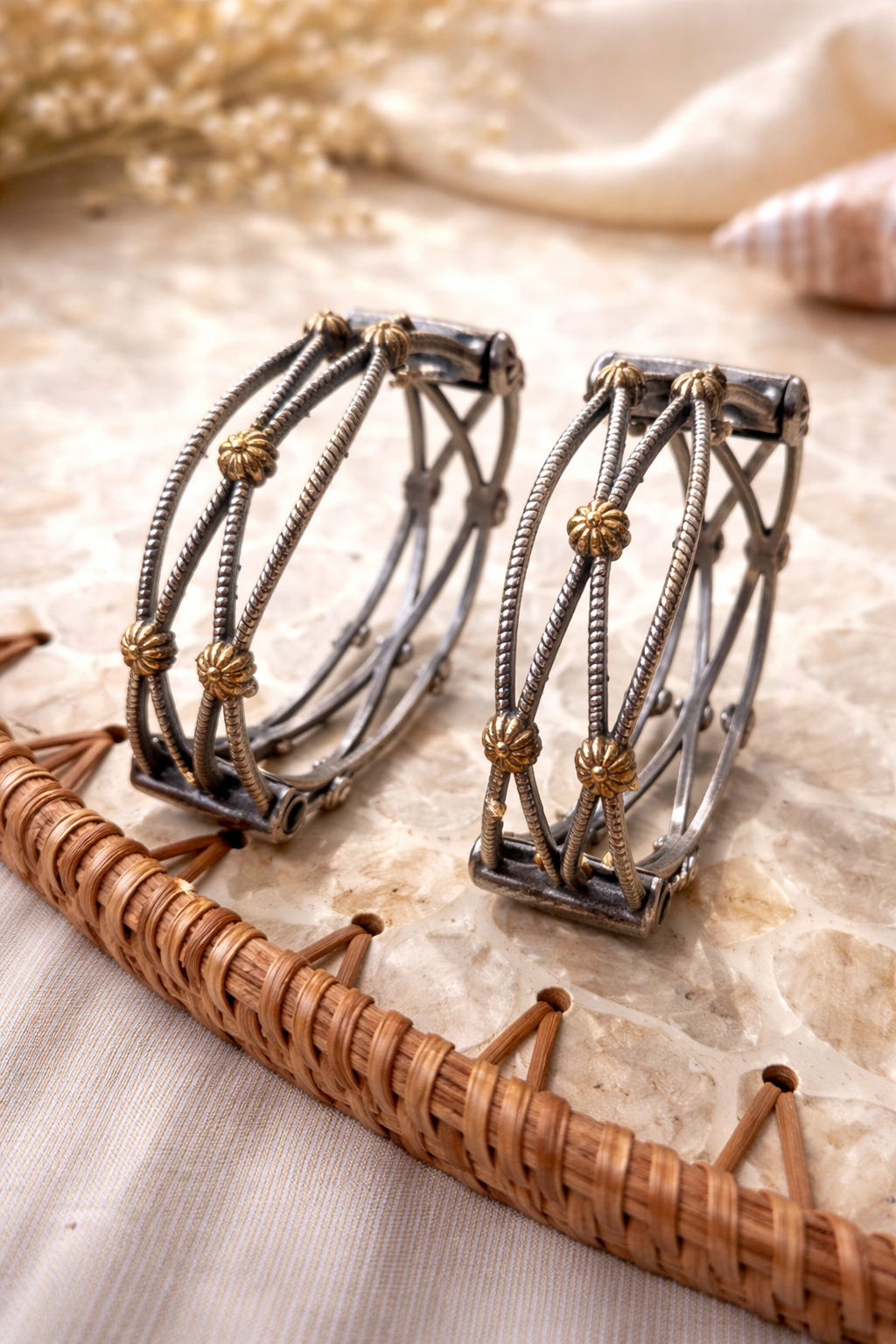 Vintage Dual-Tone Tribal Bangles 