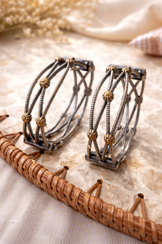 Vintage Dual-Tone Tribal Bangles 