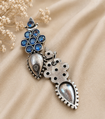 Vintage Green Crystal Statement Earrings for Women – Antique Silver Ethnic Drop Earrings  Party & Festive Jewelry  The Mirage Fashion  - Blue