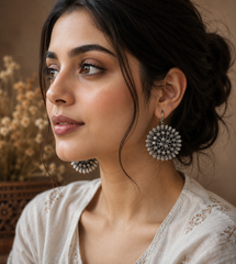 Vintage Tribal Oxidized Silver Round Earrings – Bohemian Circular Statement Earrings for Women | Traditional Ethnic Jewelry | The Mirage Fashion