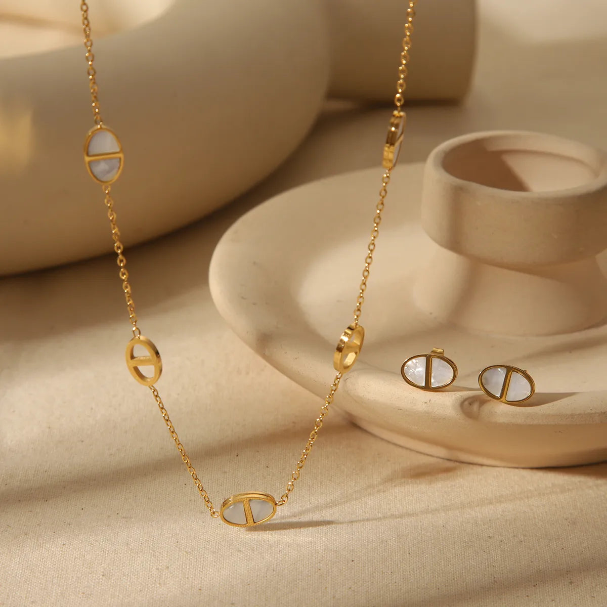 Minimal Gold Necklace,& Stud Earrings Set | Elegant Everyday Jewellery