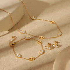 Minimal Gold Necklace, Bracelet & Stud Earrings Set | Elegant Everyday Jewellery
